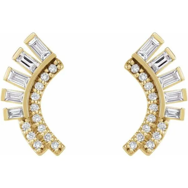Baguette Accented Fan Earrings Image 2 Milan's Jewelry Inc Sarasota, FL