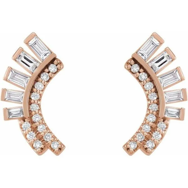 Baguette Accented Fan Earrings Image 2 Leslie E. Sandler Fine Jewelry and Gemstones rockville , MD