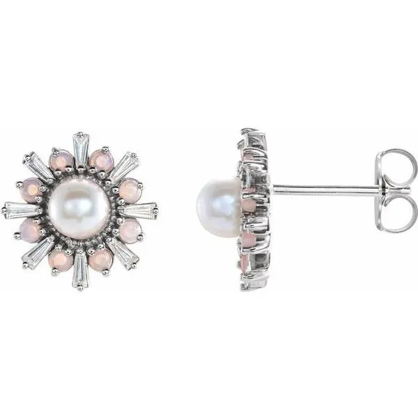 Halo-Style Stud Pearl Earrings Long Jewelers Chesapeake, VA