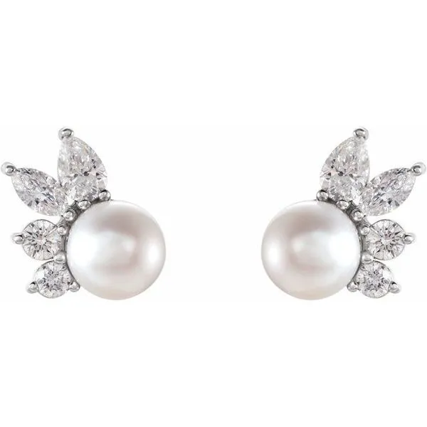 Accented Pearl Earrings Image 2 Milan's Jewelry Inc Sarasota, FL