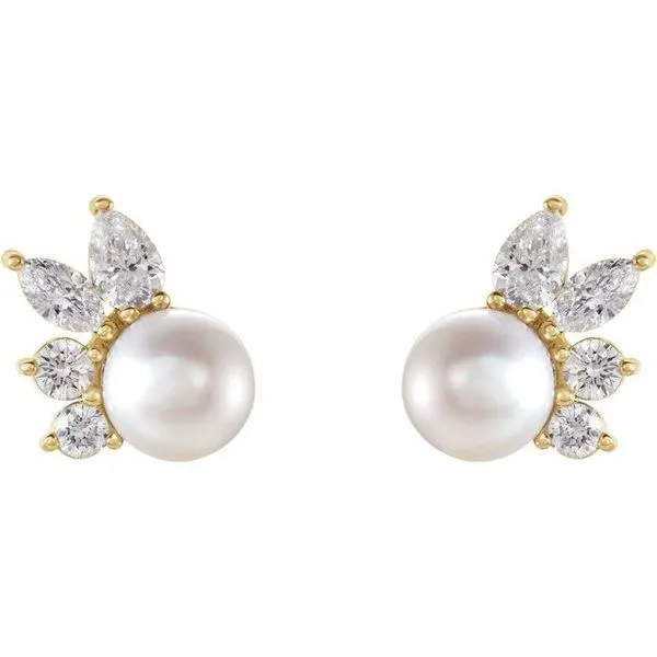 Accented Pearl Earrings Image 2 Milan's Jewelry Inc Sarasota, FL