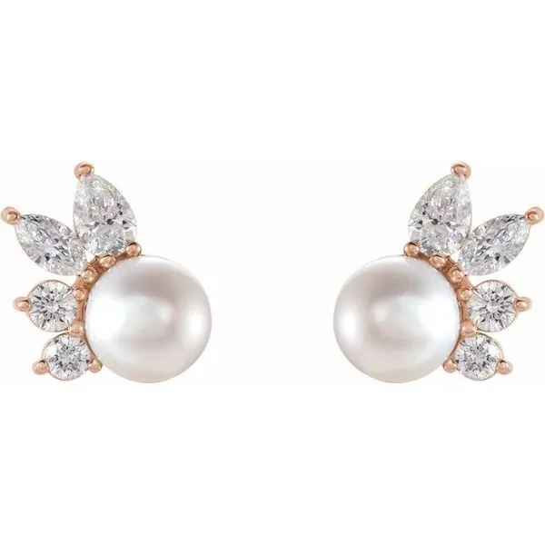 Accented Pearl Earrings Image 2 Leslie E. Sandler Fine Jewelry and Gemstones rockville , MD