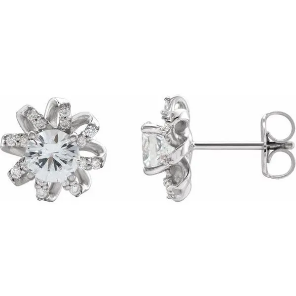 Round 4-Prong Halo-Style Twist Earrings Long Jewelers Chesapeake, VA
