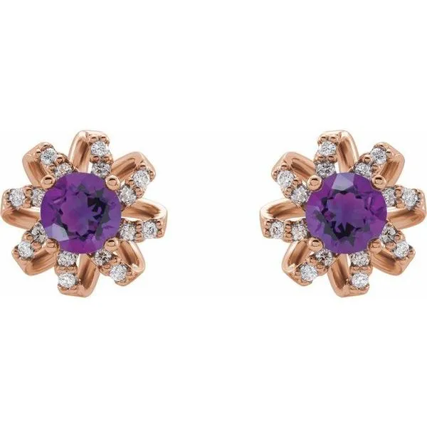 Round 4-Prong Halo-Style Twist Earrings Image 2 Long Jewelers Chesapeake, VA