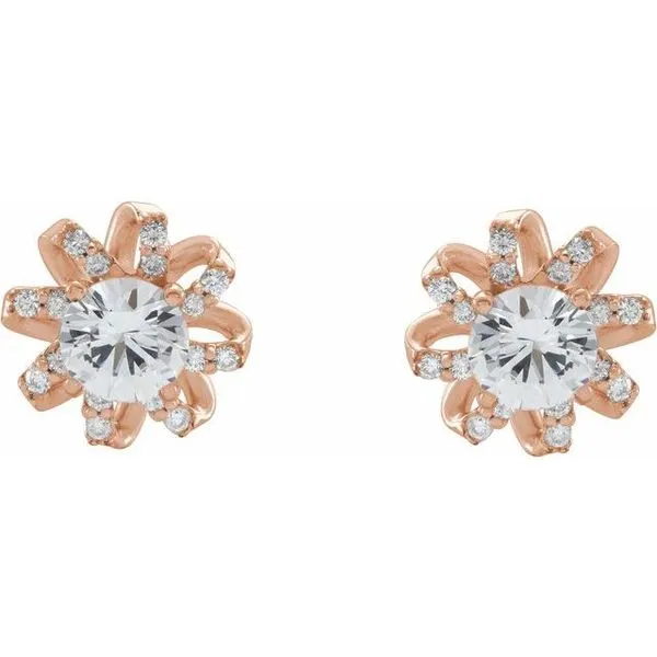 Round 4-Prong Halo-Style Twist Earrings Image 2 Boyd Jewelers Wesley Chapel, FL