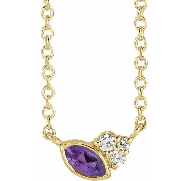 Accented Bezel-Set Necklace Long Jewelers Chesapeake, VA