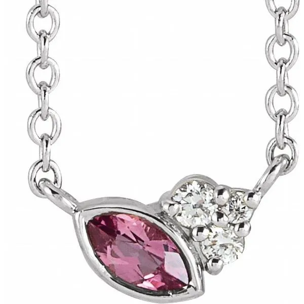 Accented Bezel-Set Necklace Long Jewelers Chesapeake, VA
