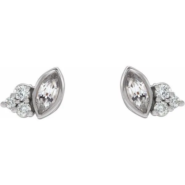 Accented Bezel-Set Earrings Image 2 Diny's Jewelers Middleton, WI