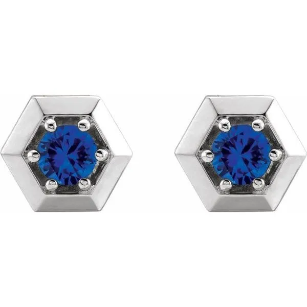 Round 3-Prong Geometric Earrings Image 2 Hopman Jewelers Elkhart, IN
