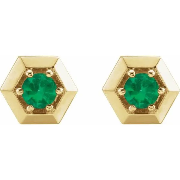 Round 3-Prong Geometric Earrings Image 2 J. Meredith Jewelers Delafield, WI