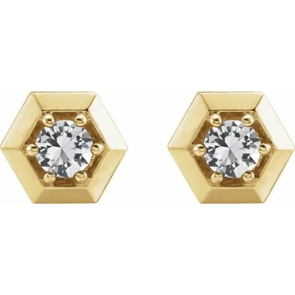 Round 3-Prong Geometric Earrings Image 2 Hopman Jewelers Elkhart, IN