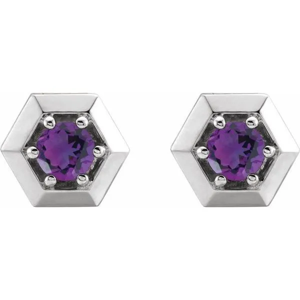 Round 3-Prong Geometric Earrings Image 2 Hopman Jewelers Elkhart, IN