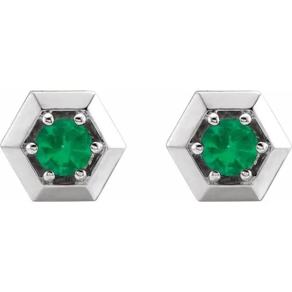 Round 3-Prong Geometric Earrings Image 2 J. Meredith Jewelers Delafield, WI