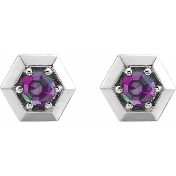 Round 3-Prong Geometric Earrings Image 2 J. Meredith Jewelers Delafield, WI