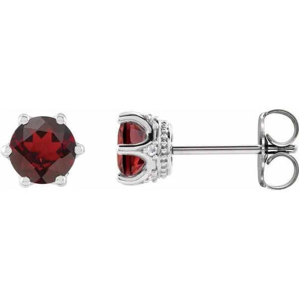 Round 6-Prong Accented Crown Stud Earrings James Wolf Jewelers Mason, OH
