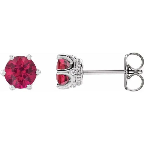 Round 6-Prong Accented Crown Stud Earrings Moseley Diamond Showcase Inc Lexington, SC