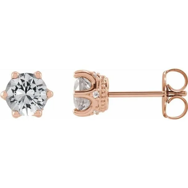 Round 6-Prong Accented Crown Stud Earrings Long Jewelers Chesapeake, VA