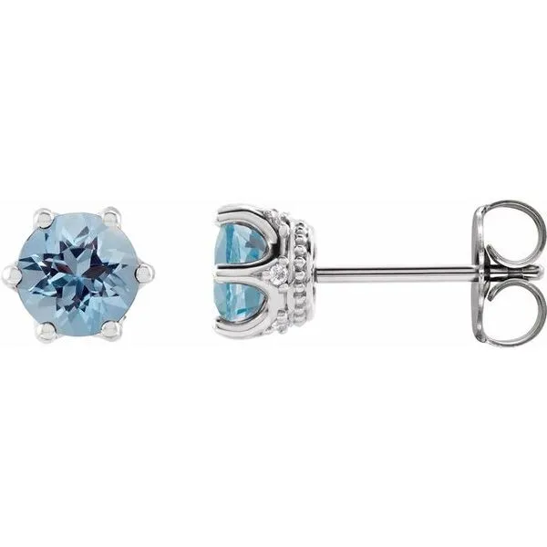 Round 6-Prong Accented Crown Stud Earrings Long Jewelers Chesapeake, VA