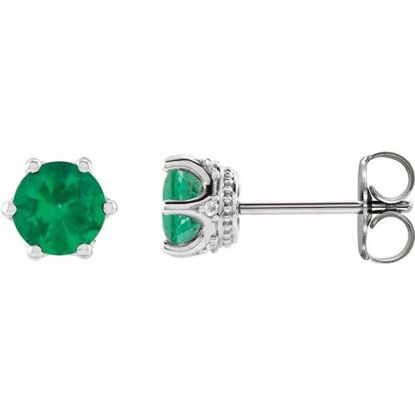 Round 6-Prong Accented Crown Stud Earrings Long Jewelers Chesapeake, VA