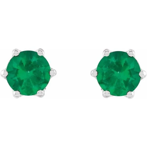 Round 6-Prong Accented Crown Stud Earrings Image 2 Rick's Jewelers California, MD