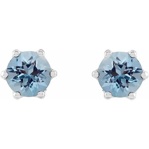 Round 6-Prong Accented Crown Stud Earrings Image 2 Milan's Jewelry Inc Sarasota, FL