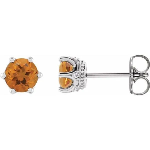 Round 6-Prong Accented Crown Stud Earrings Moseley Diamond Showcase Inc Lexington, SC