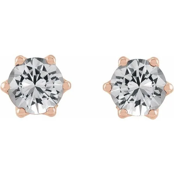 Round 6-Prong Accented Crown Stud Earrings Image 2 Milan's Jewelry Inc Sarasota, FL