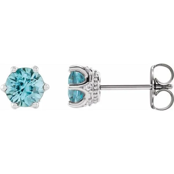 Round 6-Prong Accented Crown Stud Earrings Rick's Jewelers California, MD