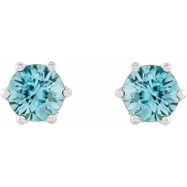 Round 6-Prong Accented Crown Stud Earrings Image 2 Long Jewelers Chesapeake, VA