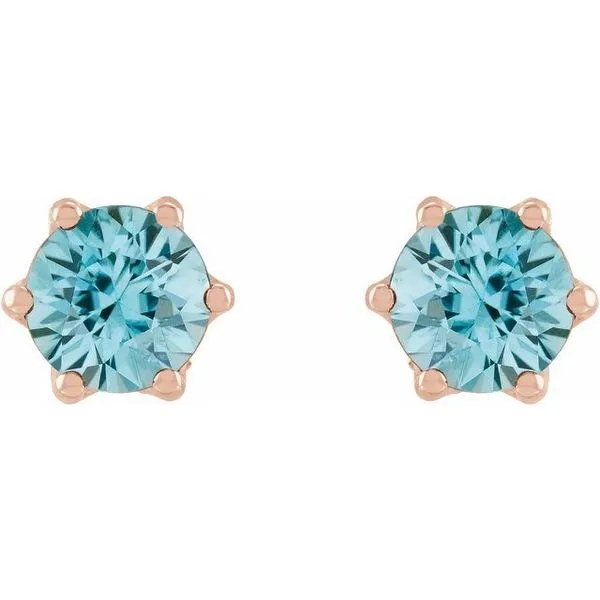 Round 6-Prong Accented Crown Stud Earrings Image 2 Long Jewelers Chesapeake, VA