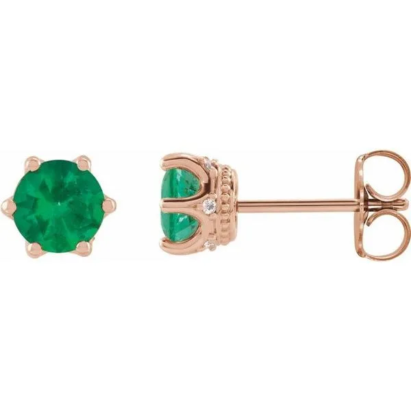 Round 6-Prong Accented Crown Stud Earrings John E. Koller Jewelry Designs owasso, OK