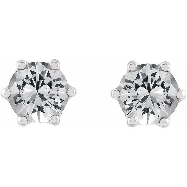 Round 6-Prong Accented Crown Stud Earrings Image 2 Milan's Jewelry Inc Sarasota, FL
