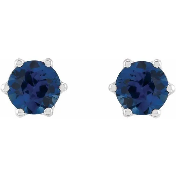 Round 6-Prong Accented Crown Stud Earrings Image 2 Long Jewelers Chesapeake, VA