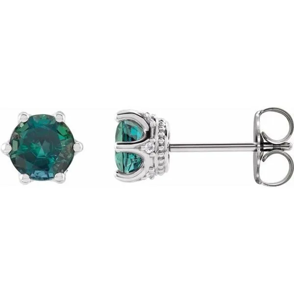 Round 6-Prong Accented Crown Stud Earrings Moseley Diamond Showcase Inc Lexington, SC