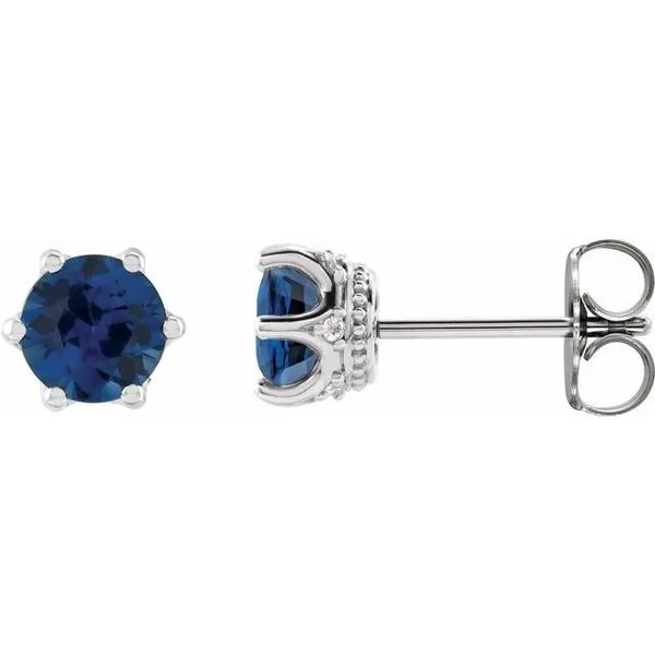 Round 6-Prong Accented Crown Stud Earrings Long Jewelers Chesapeake, VA