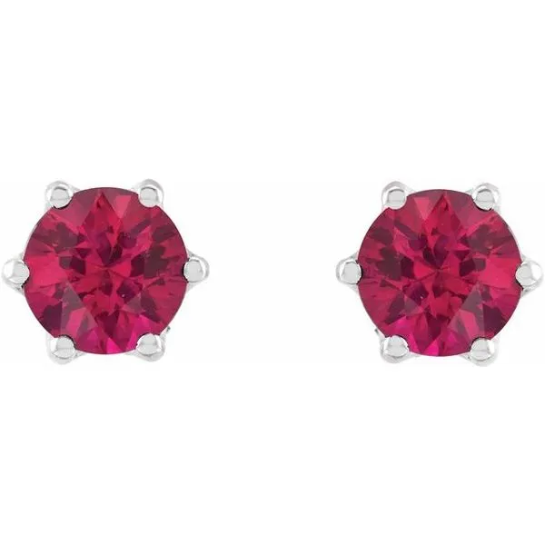 Round 6-Prong Accented Crown Stud Earrings Image 2 Long Jewelers Chesapeake, VA