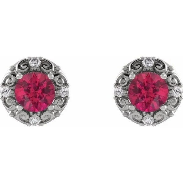 Round 4-Prong Halo-Style Earrings Image 2 Long Jewelers Chesapeake, VA