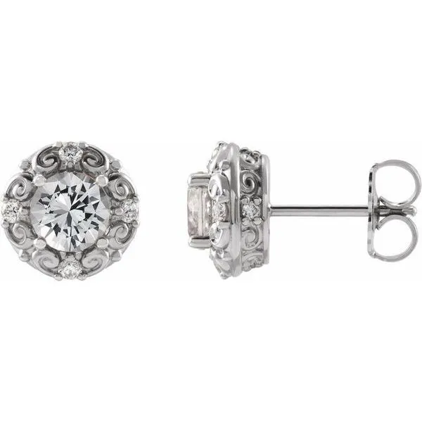 Round 4-Prong Halo-Style Earrings Long Jewelers Chesapeake, VA