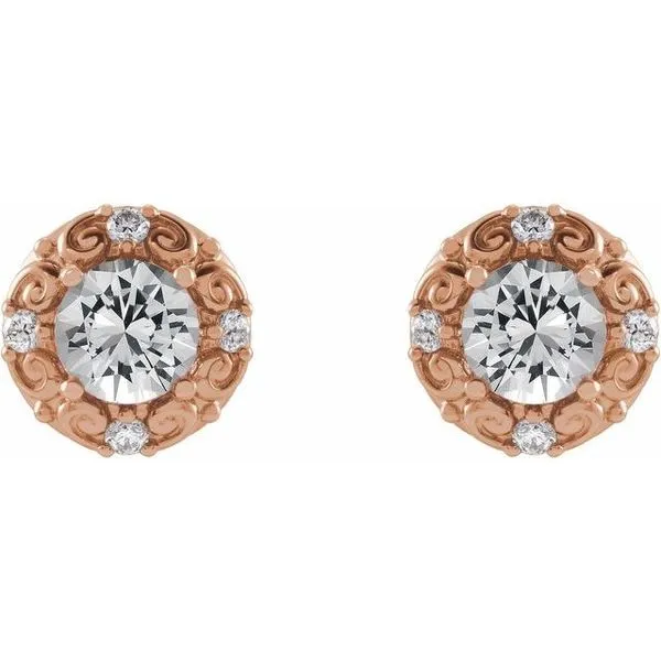 Round 4-Prong Halo-Style Earrings Image 2 Long Jewelers Chesapeake, VA