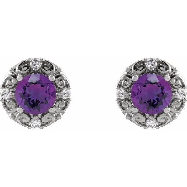 Round 4-Prong Halo-Style Earrings Image 2 Long Jewelers Chesapeake, VA