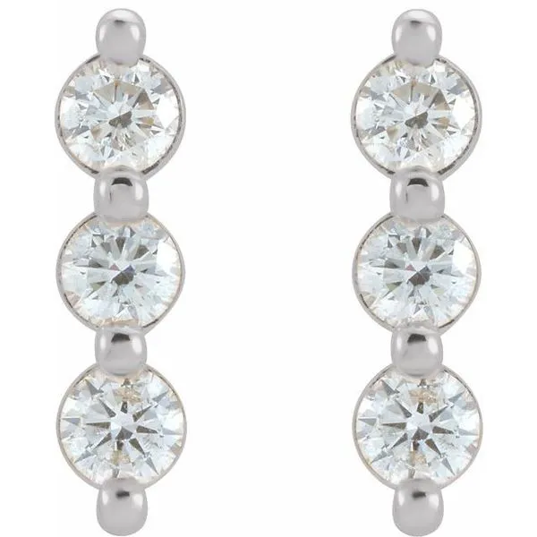 Three-Stone Bar Earrings Image 2 Milan's Jewelry Inc Sarasota, FL