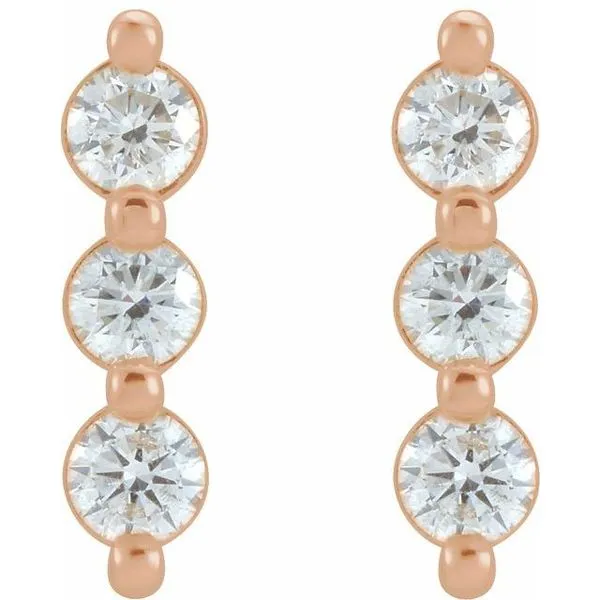 Three-Stone Bar Earrings Image 2 James & Williams Jewelers Berwyn, IL