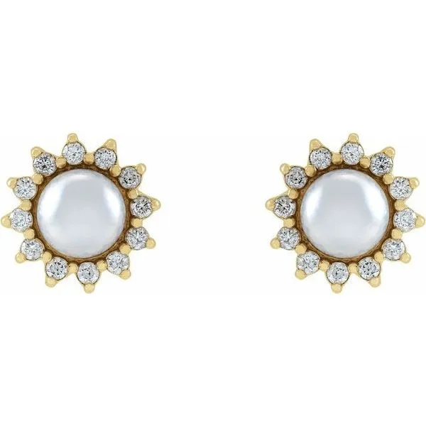 Halo-Style Pearl Earrings Image 2 Hopman Jewelers Elkhart, IN