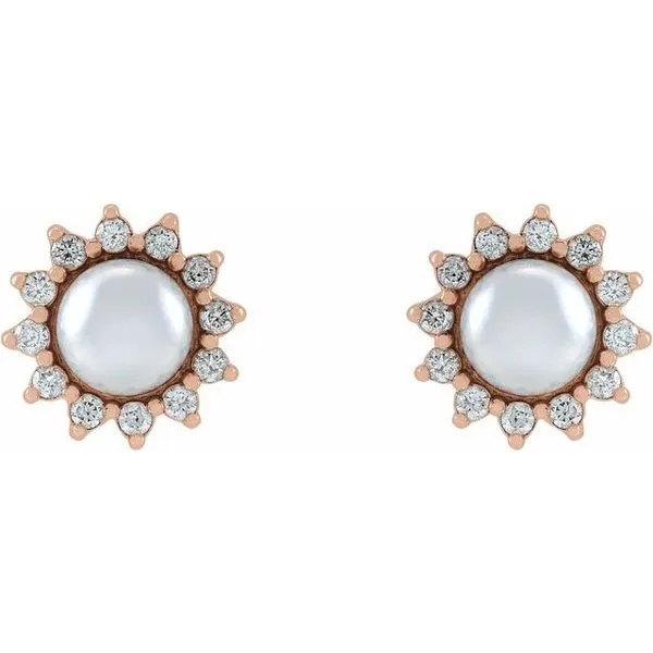 Halo-Style Pearl Earrings Image 2 J. Meredith Jewelers Delafield, WI