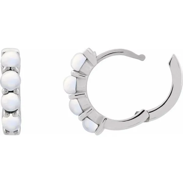 Cabochon Hinged Hoop Earrings Image 2 Ellsworth Jewelers Ellsworth, ME