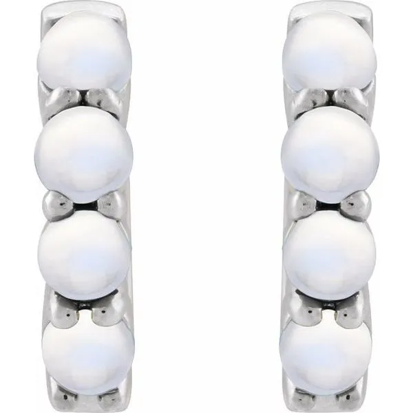 Cabochon Hinged Hoop Earrings Image 3 Ellsworth Jewelers Ellsworth, ME