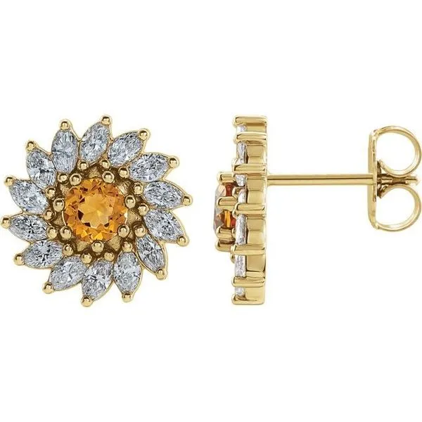 Round 7-Prong Halo-Style Earrings James Wolf Jewelers Mason, OH