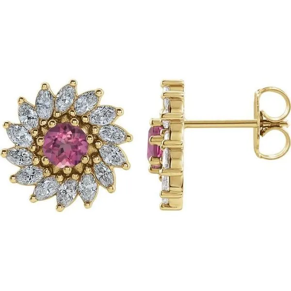 Round 7-Prong Halo-Style Earrings Long Jewelers Chesapeake, VA