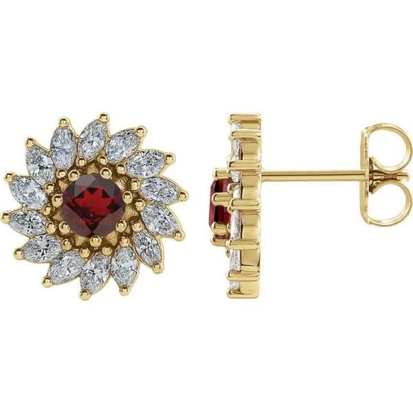 Round 7-Prong Halo-Style Earrings Rick's Jewelers California, MD