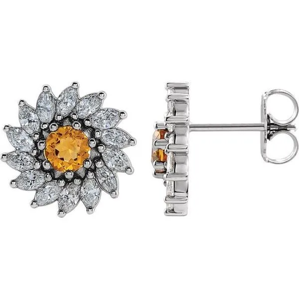 Round 7-Prong Halo-Style Earrings Long Jewelers Chesapeake, VA